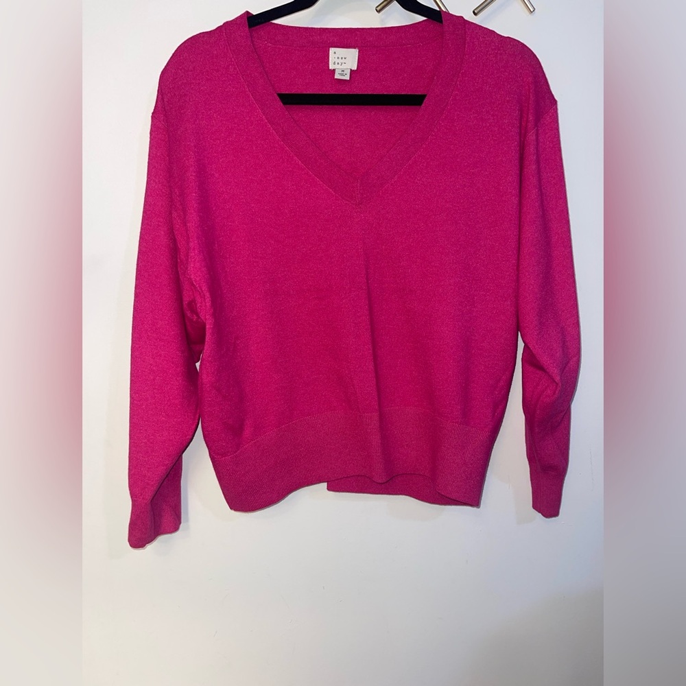 a new day Fuchsia V-Neck Women's Sweater